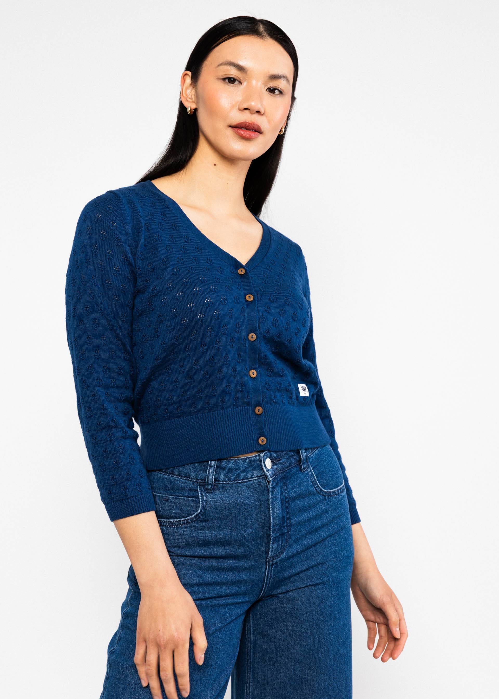 Cardigan Sweet Petite, heavy blue knit, Cardigans, Blau