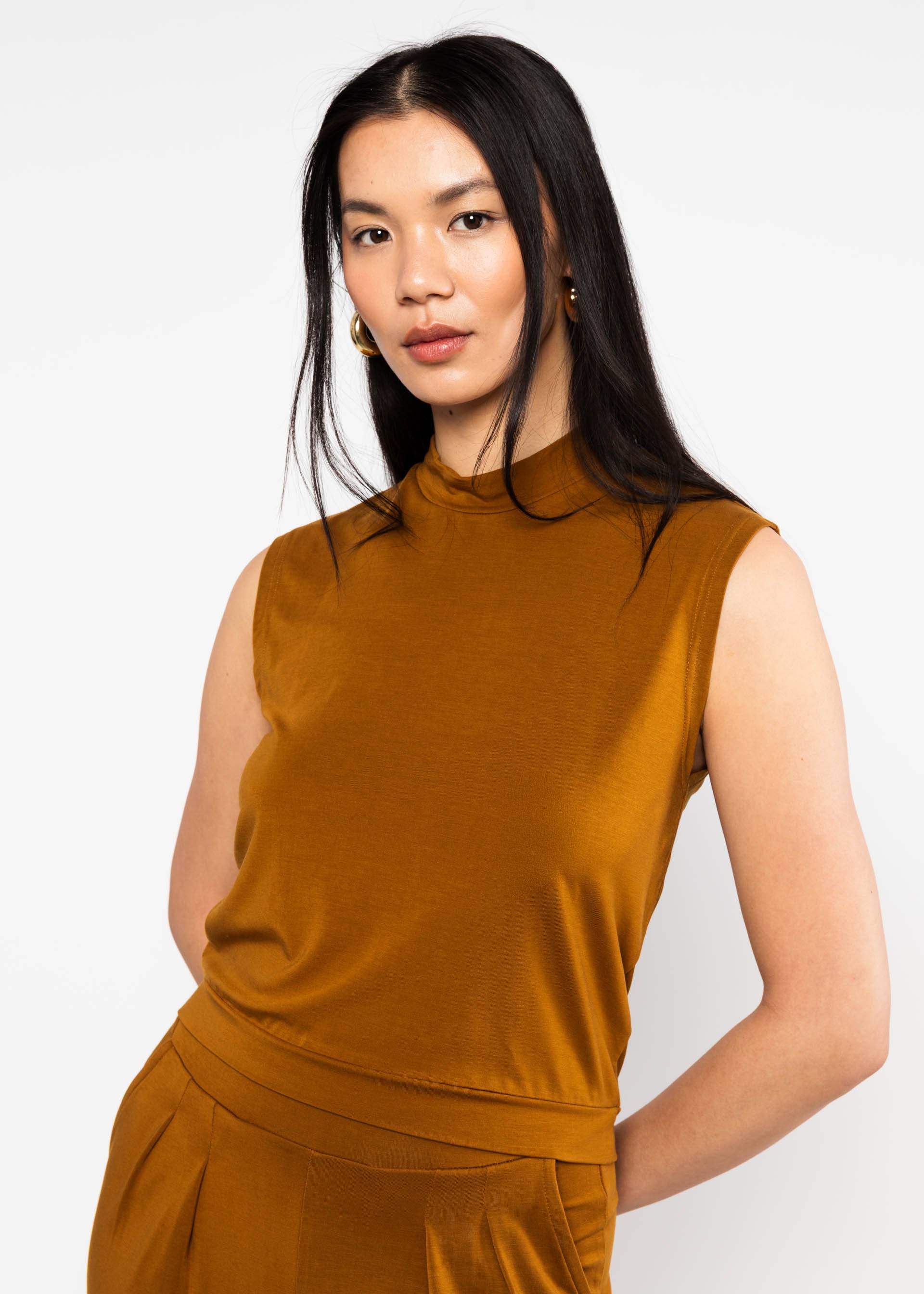 Sleeveless Top Tiny Turtle, strong ochre, Tops, Brown