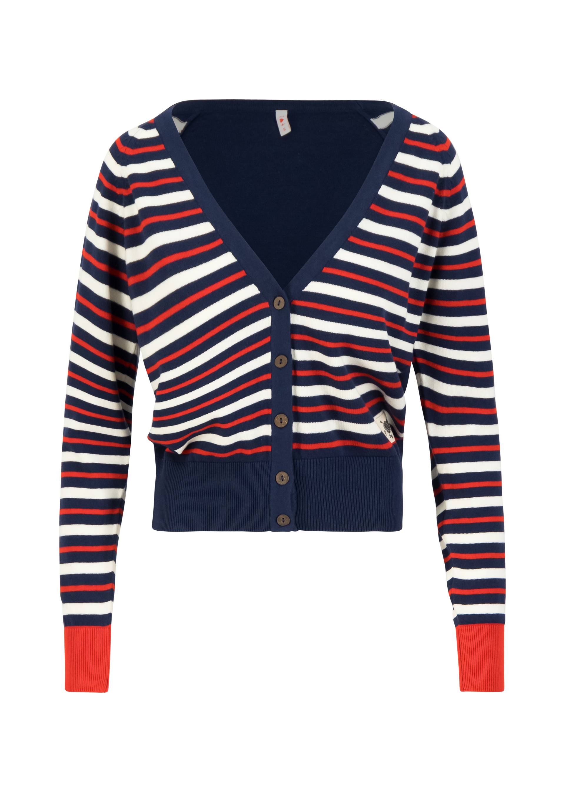 Cardigan Bright Side of Life, classic north sea waves stripe, Cardigans, Blau