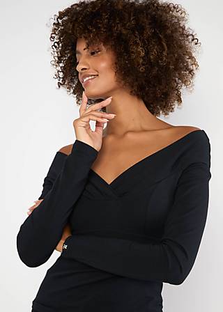 Longsleeve Lovebirds Kiss, black and strong , Tops, Black