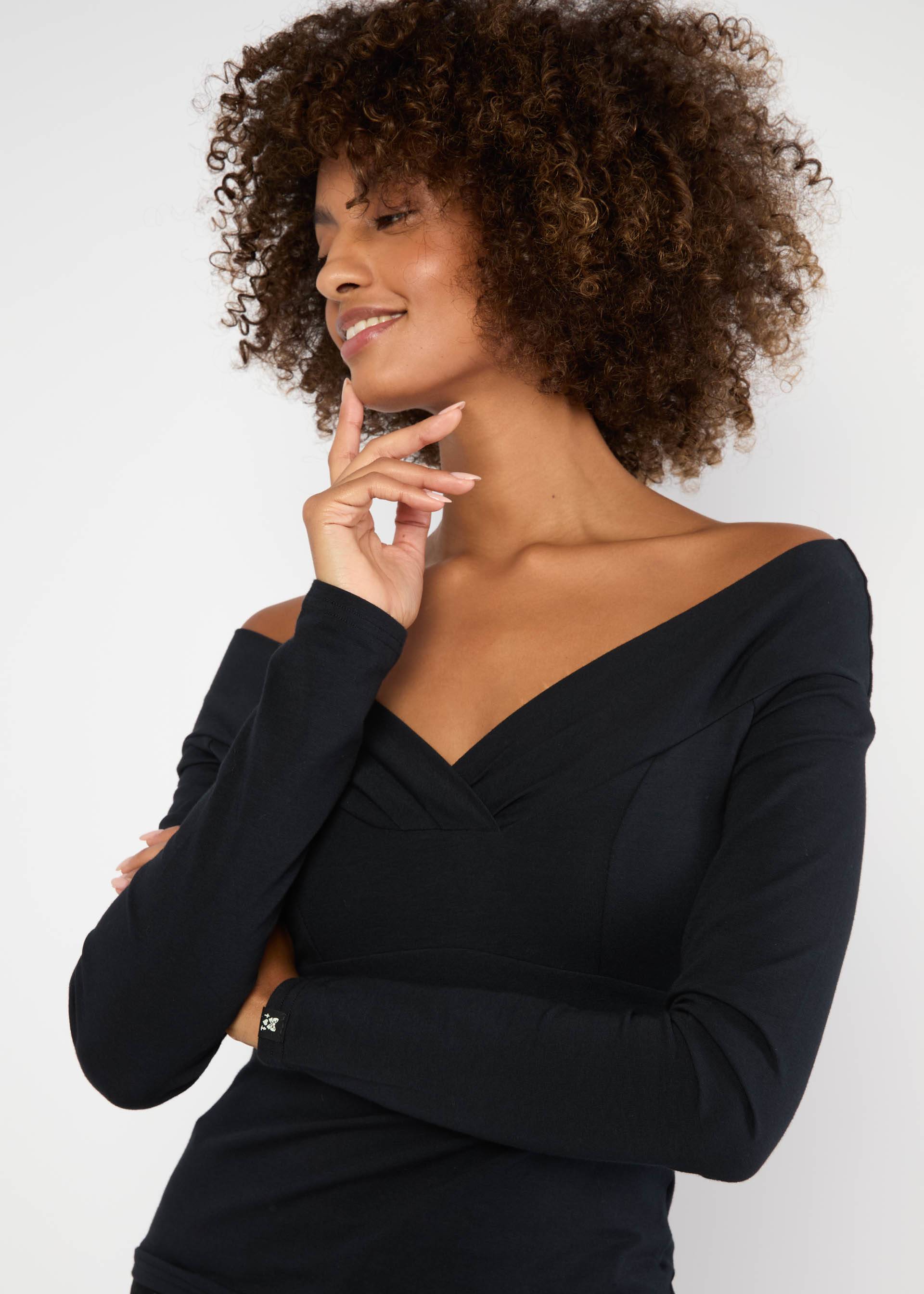 Longsleeve Lovebirds Kiss, black and strong , Shirts, Schwarz