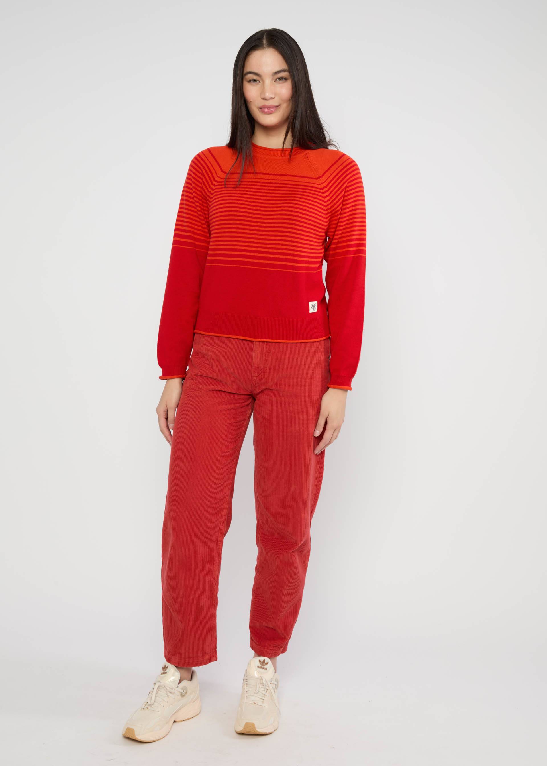 Strickpullover Marvellous Minds, gradient hella stripe, Strickpullover, Rot