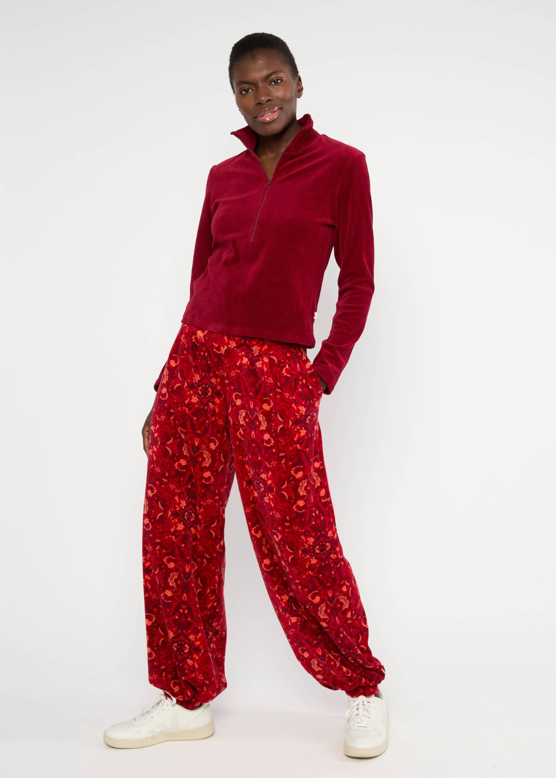 Jogginghose Velvet Merry Moments, red carpet feelings, Hosen, Rot
