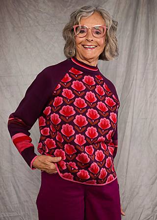 Strickpullover Cold Day Warm Heart, hot wave flower, Strickpullover, Rot